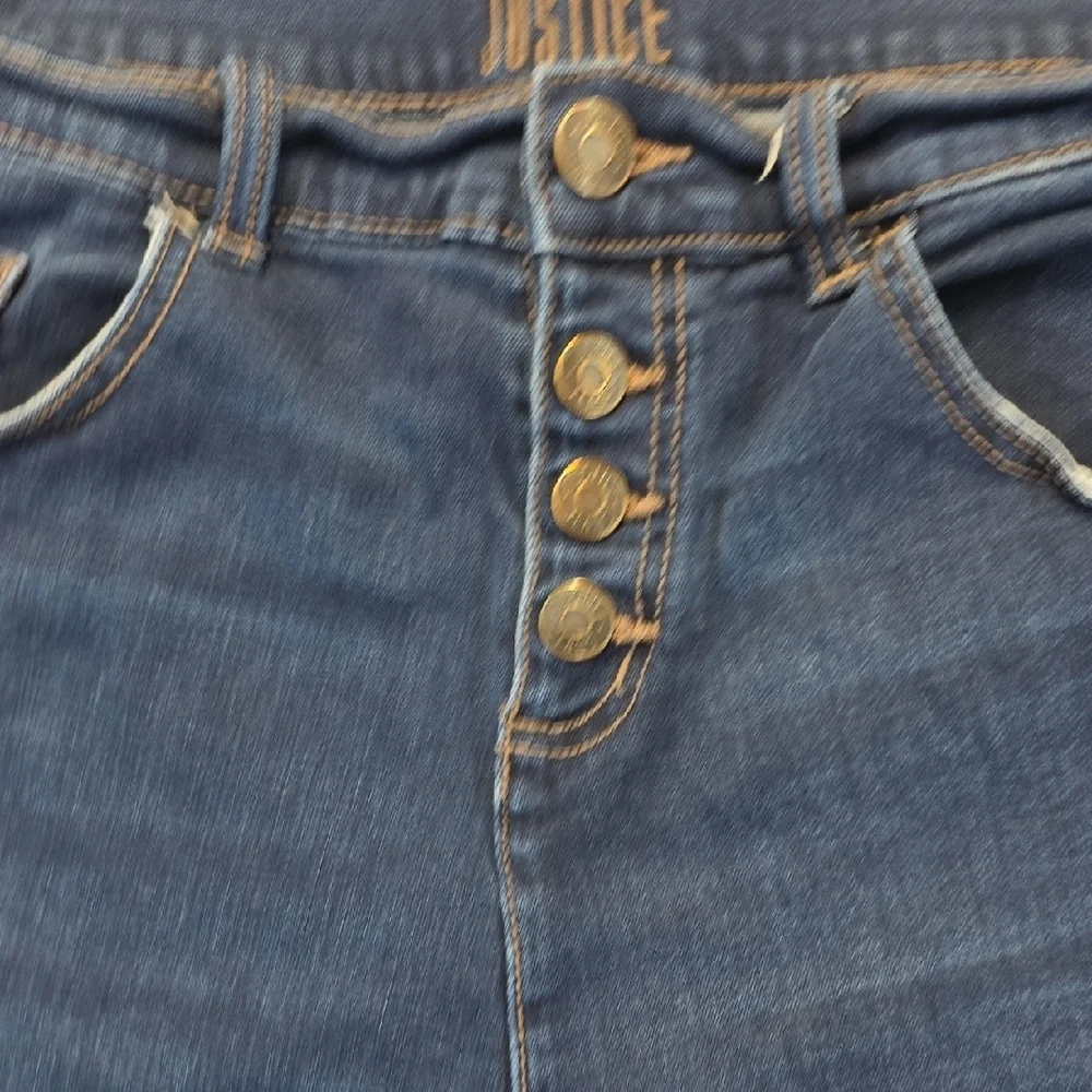 Justice Plus Size 24 Distressed Denim Shorts Button Fly Cuffed Hem